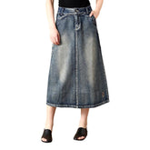 Langer Jeansrock mit Vintage-Stickerei